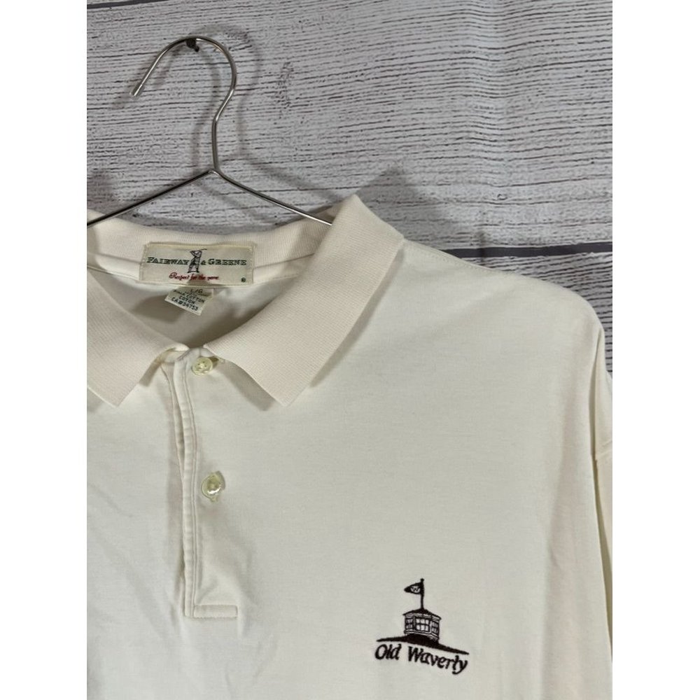 Fairway & Greene - Men's L Ivory Long Sleeve Pima Cotton Golf Polo Shirt